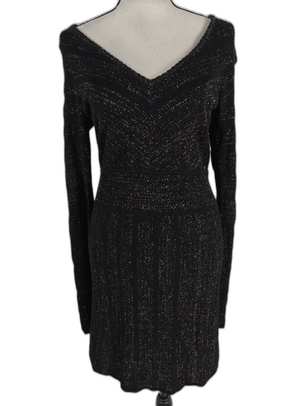 Women Guess Jeans Sweater Dress Black Gold Size L